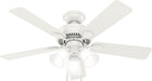 44 Inch Indoor Ceiling Fan with LED Lights - White Ceiling Fan with Pull Chain, for Bedroom, Living Room, or Kitchen, Standard Mount, No Remote, 5 Blades - Swanson 50885, Fresh White