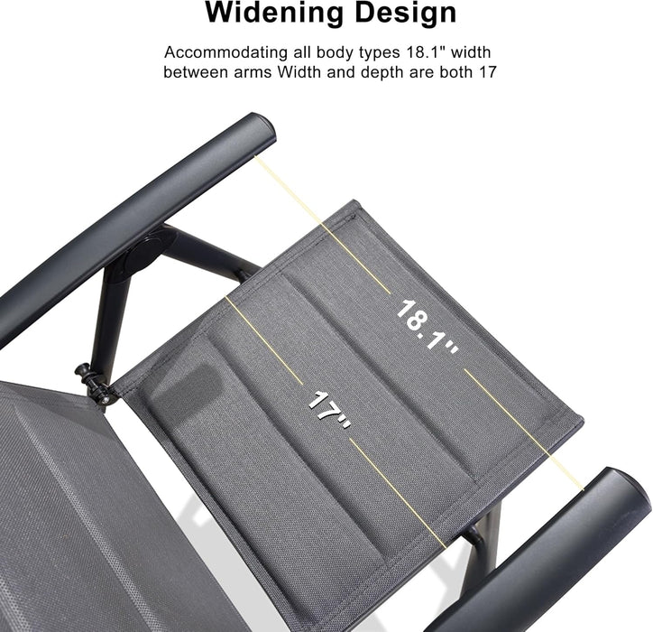 9 Pieces Outdoor Patio Dining Set with 8 Folding Portable Chairs and 1 Rectangle Aluminum Table, Foldable Adjustable High Back Reclining Chairs with Soft Cotton-Padded Seat, Grey