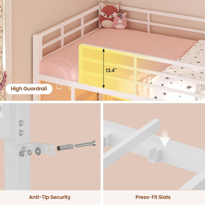 Low Profile Twin Bunk Bed WithIntegratedDeskStorage