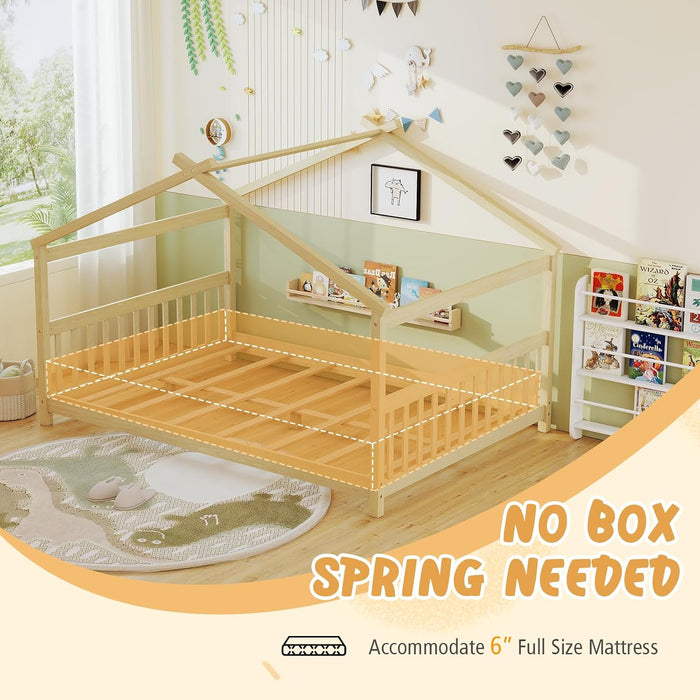 Full Size Premium Solidwood House Bedframe Rooftop
