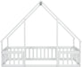 Twin White Montessori House Floor Bed IntegratedFence