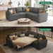  Dark Grey Sectional Sofa Bed Modular, L-Shaped, Storage