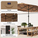 14.4Ft Large Patio Umbrella with 36 Solar LED Lights, Double Sided Outdoor Umbrella with Base Included