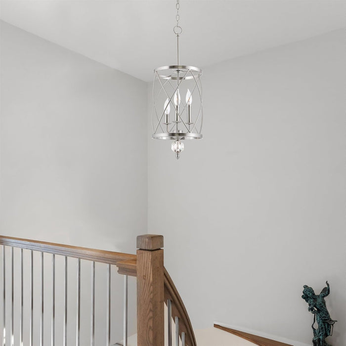 Eleanor 27 Inches Brushed Nickel Crystal Chandelier