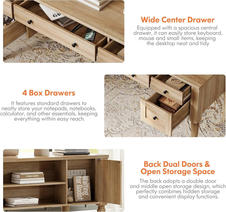 Farmhouse Executive Desk with Storage and Charging Station - ShipItFurniture