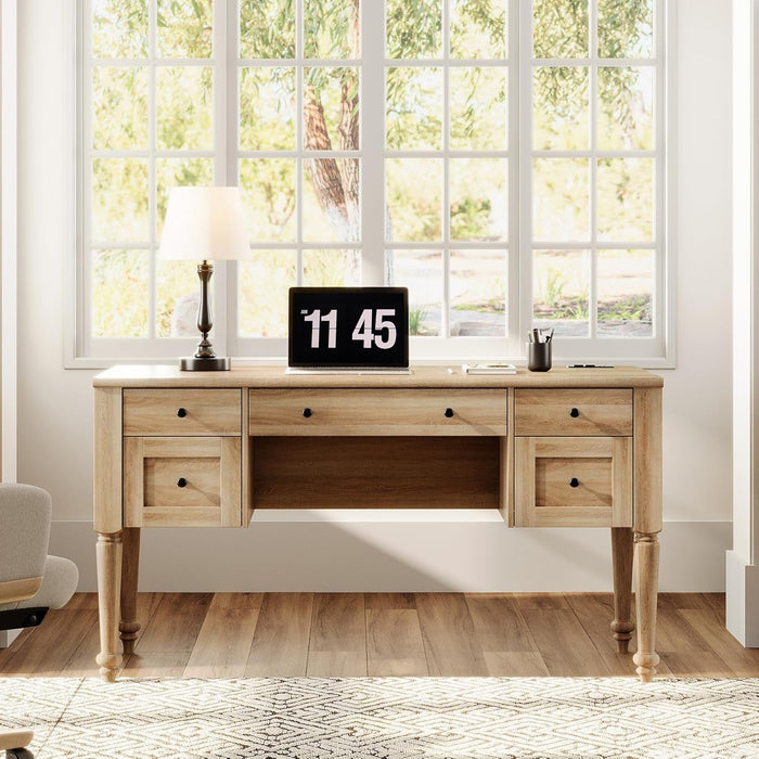 Farmhouse Executive Desk with Storage and Charging Station - ShipItFurniture