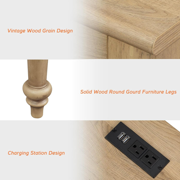 Farmhouse Executive Desk with Storage and Charging Station - ShipItFurniture