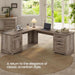 Farmhouse L Shaped Desk, Executive Computer Desk with Drawers and Storage Cabinet, Home Office Desk with File Drawer and Power Outlet, Corner Desk, Workstation for Office Home, Grey - ShipItFurniture