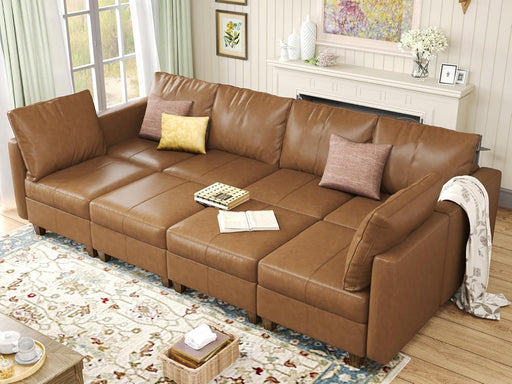 Faux Leather Sectional Sofa Bed With Storage Convenience - ShipItFurniture