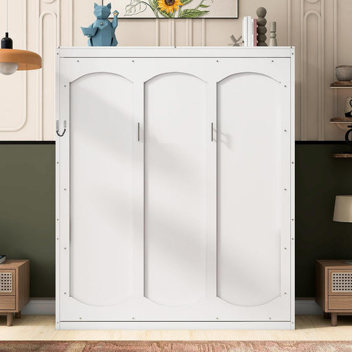 Queen Murphy Cabinet Bed Integrated Shelving White