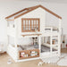 Beige SpaceSaving PlayhouseStyle Bunk Bed With Storage