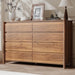 Walnut Dresser for Bedroom，55" Wide Mid Century Chest of Drawers with 8 Large Storage Space and 4 Solid Wood Cylindrical Legs,8 Drawer Large Dresser for Bedroom