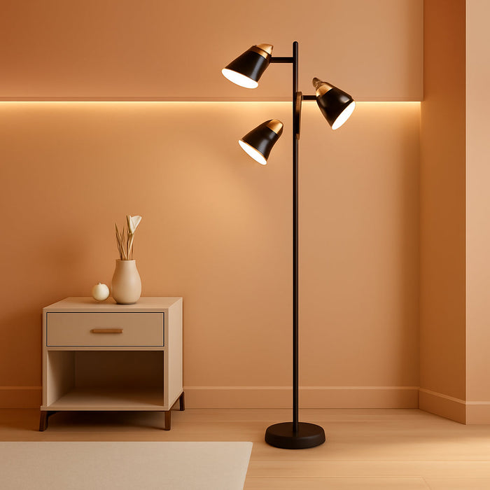 LED Tree Floor Lamp, 2500LM Super Bright Standing Lamp with Remote & Touch Control, 4 Color Temperatures, 3 Rotatable Lights, Modern Dimmable Floor Lamps for Living Room Bedroom Office