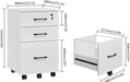 3 Drawer Wood Mobile File Cabinet, under Desk Storage Drawers Small File Cabinet for Home Office (White)