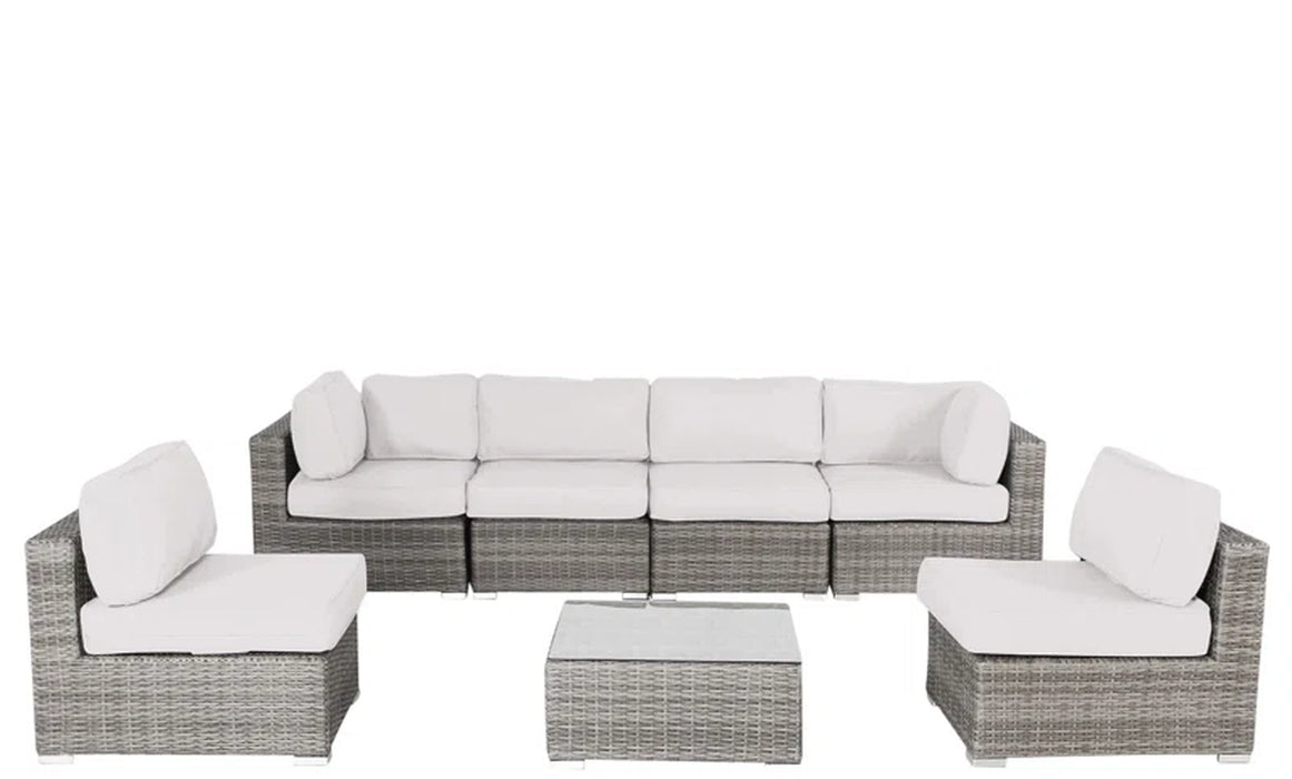 Tonioni Rattan Wicker Fully Assembled 6 - Person Seating Group with Sunbrella Cushions