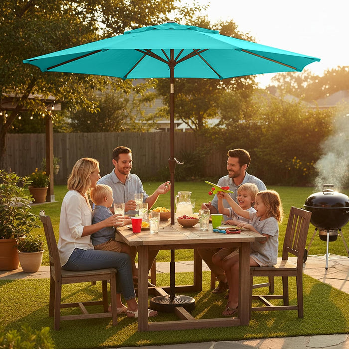 9Ft 2-Tiers Patio Umbrella,Outdoor Market Table Umbrella with Push-Button Tilt & Crank | UV Protection,Suit for Backyard,Garden,Pool,Deck