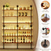 6-Tier LED Ladder Shelf, Wall Mounted Pipe Bookshelf, Walnut Brown 60 Inch