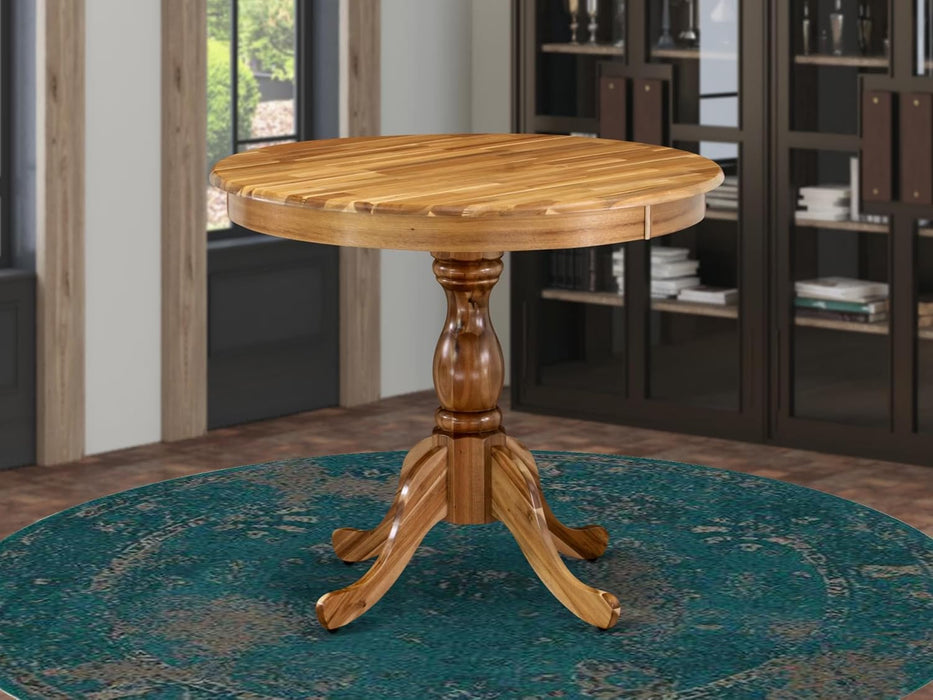 AMT-ANA-TP Antique Dining Room Table - a round Kitchen Table Top with Pedestal Base, 36X36 Inch, Natural