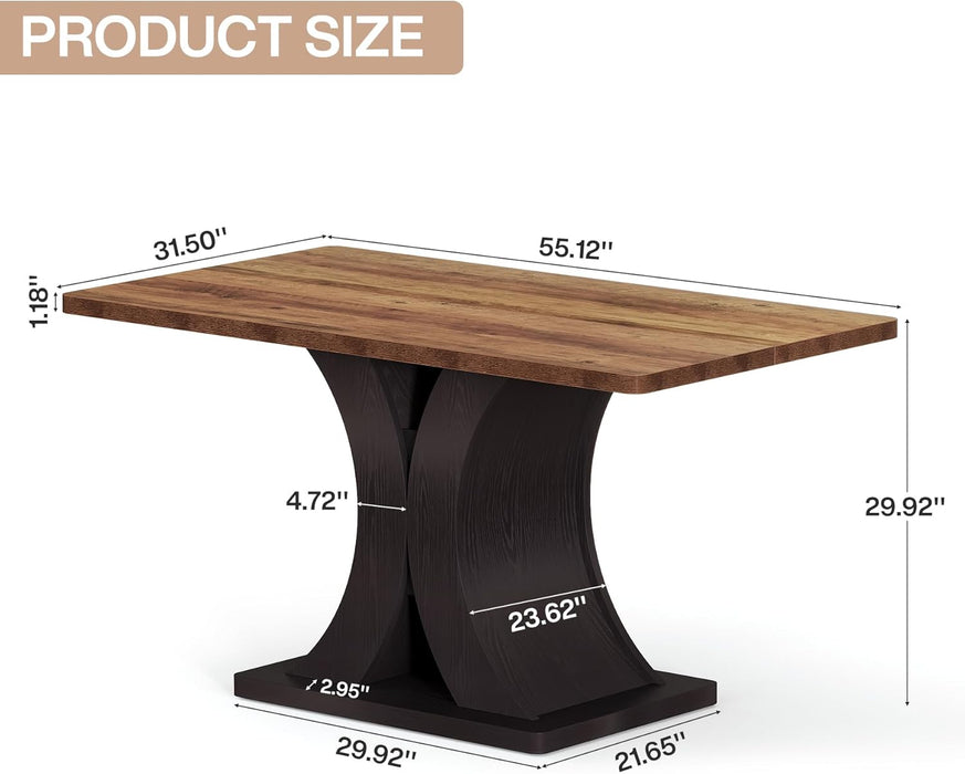 55 Inches Engineered Farmhouse Dining Table EbonyTone