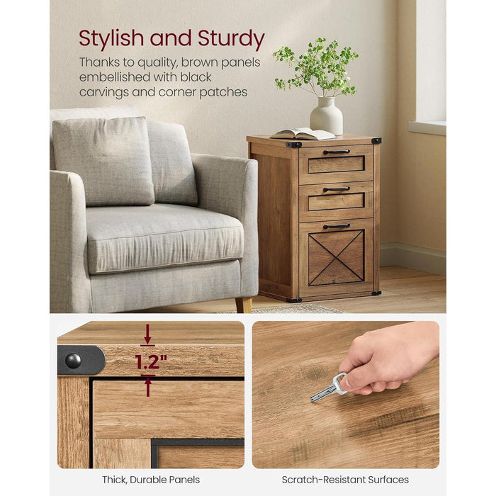 3-Drawer Farmhouse Filing Cabinet with Printer Stand
