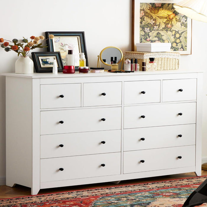 White 10-Drawer Dresser with Deep Space