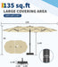 15 Ft Large Patio Umbrella with Lights, 36 LED Lights Double-Sided Patio Umbrella with Weighted Base for Poolside Garden Backyard