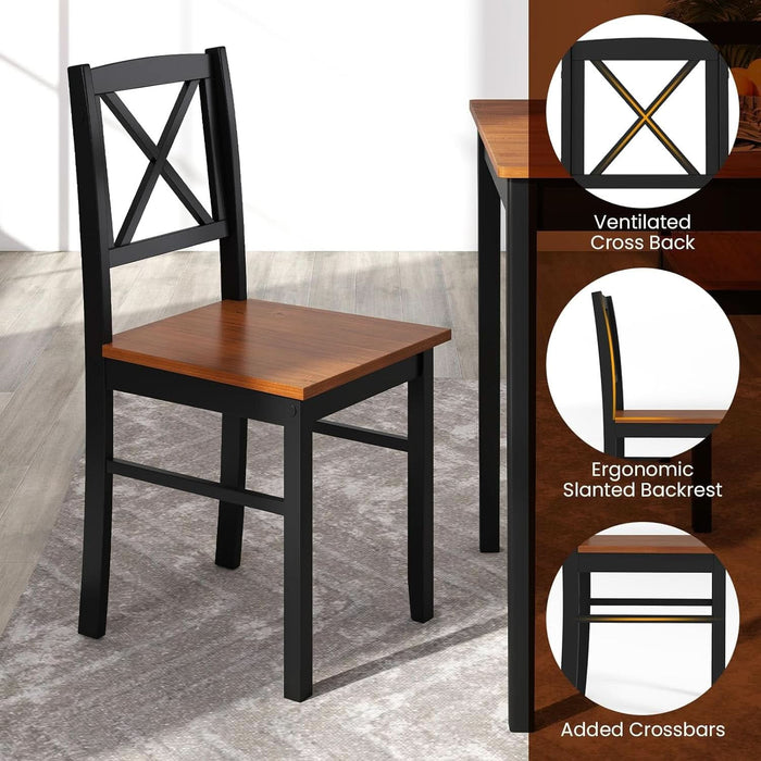5-Piece Mid-Century Modern Dining Table Set for 4, Wooden Kitchen Table and Chairs, Compact Rubber Wood Dining Room Set for Small Spaces, Kitchen & Living Room