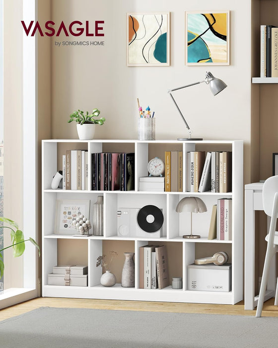 Custos Collection - Bookshelf, 3-Tier Bookcase, Book Shelf, Open Storage Shelf, 9.4 X 49.6 X 39.4 Inches, for Living Room, Home Office, Dining Room, Cloud White ULBC454W01