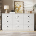 PureWhite Nine Drawer Dresser 59 Inches StorageBin