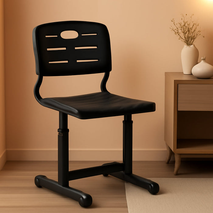 Adjustable Height Black Student Chair with Black Pedestal Frame