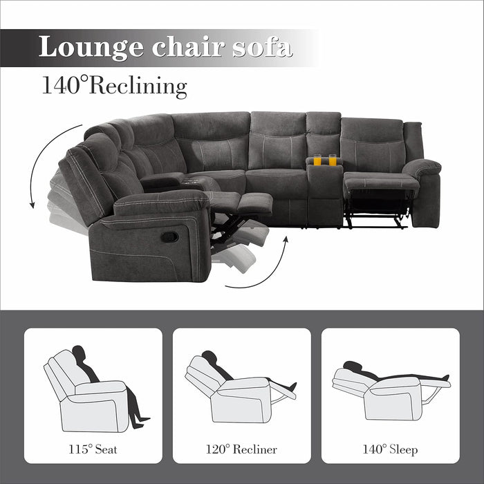 Manual Reclining Sectional Sofa with Console