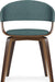 Lowell Mid Century Modern Bentwood Dining Chair in Light Turquoise Blue Linen Look Fabric, for the Dining Room