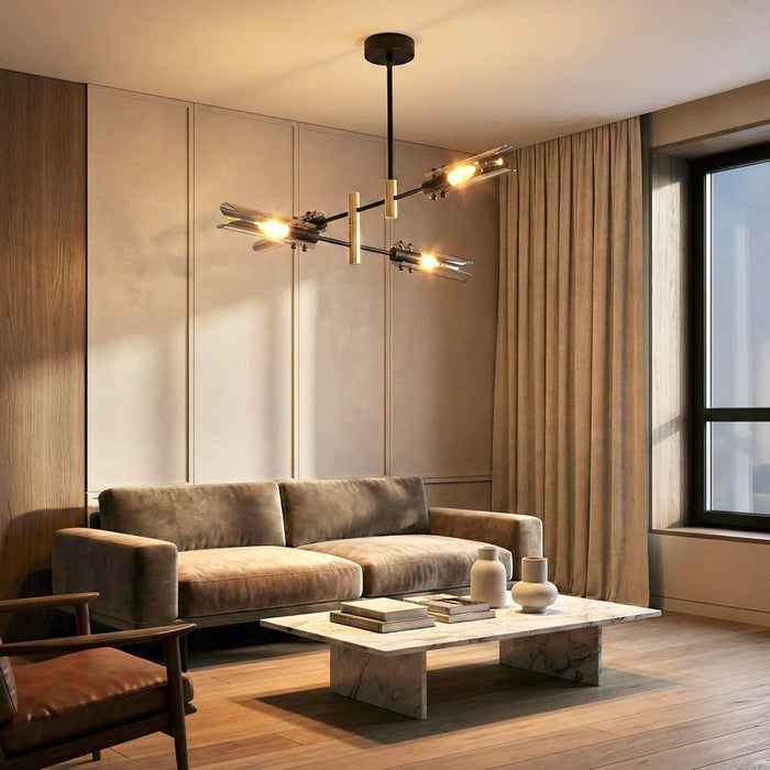 Black Gold FourLight Sputnik Ceiling Chandelier Modern