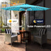 Solar Patio Umbrella with a Centre Light, 9 FT Aqua Blue