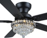 Crystal Ceiling Fan Fandelier with Lights-Modern Ceiling Fan(52" Black)