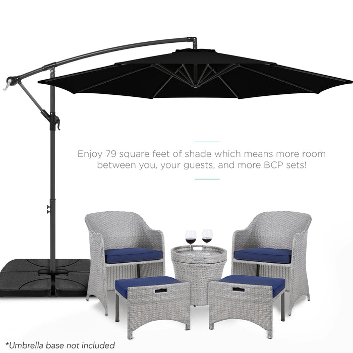 10Ft Offset Hanging Outdoor Market Patio Umbrella W/ Easy Tilt Adjustment - Black