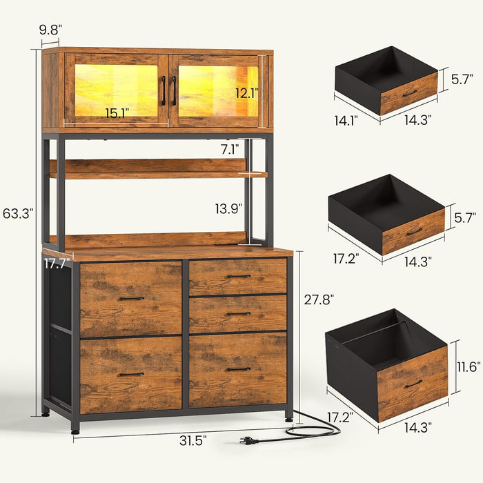 Rustic Brown 31.5 Inch Filing Cabinet StorageShelf