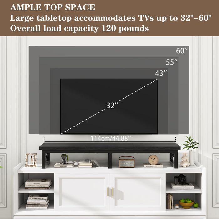 45" Large TV Riser for 32-60 Inch Tv,Tabletop Short TV Stand with Storage and Steel Legs,Dual Screen Office Desk,Stand Riser,Tv Riser Stand for Home,Bedroom,Living Room,Black TVT002B