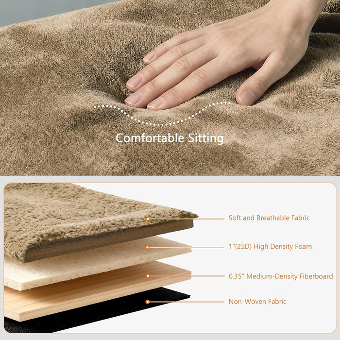 Oval Storage Ottoman Bench, Sherpa Foot Rest, 43 Inch Folding Ottoman for Living Room, Bedroom Storage Chest, Brown