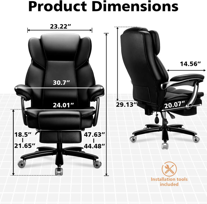600Lbs Big and Tall Reclinging Office Chair ,Heavy Duty Computer Desk Chair