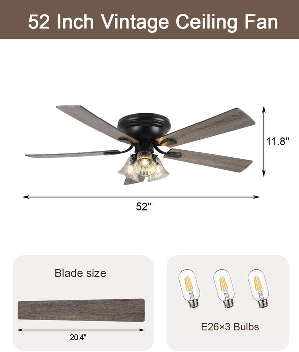 52 Inch Vintage Farmhouse Reversible Ceiling Fan