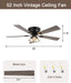 52 Inch Vintage Farmhouse Reversible Ceiling Fan