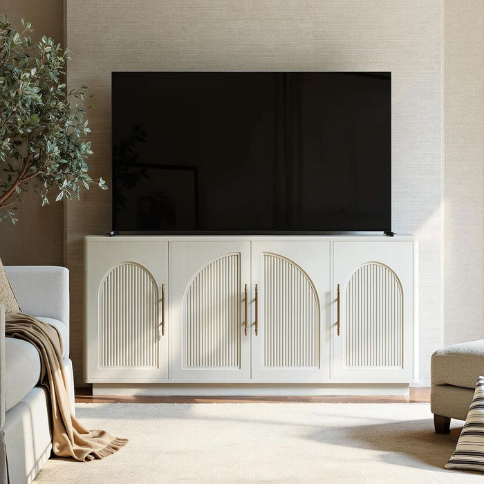67IN White Fluted Sideboard Buffet Cabinet with Storage