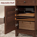 60In Wooden Executive Desk with 5 Drawers, Office Desk Computer Table with Charging Station, Farmhouse Home Office Desk with File Cabinet Storage, for Study and Home Office, Walunt Brown