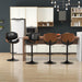 Bar Stools for Kitchen Swivel Bentwood Barstools,Set of 2,Black PU | Modern PU Leather Upholstered Bar Chairs with Footrest, Bentwood Bar Stool for Kitchen, Bar, Dining Room