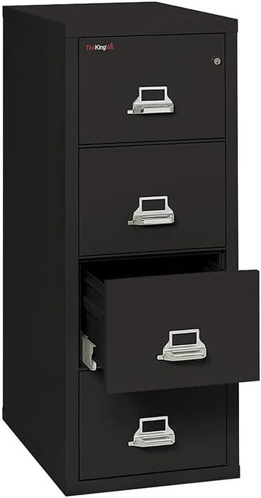 Fireproof Vertical File Cabinet (4 Letter Sized Drawers, Impact Resistant, Water Resistant), 52 .75" H Black, 18 W X 31 D, (41831CBL)