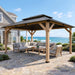 12' X 16' Wooden Gazebo,Patio Hardtop Gazebo Wood,Diy Color Permanent Pavilion with Galvanized Steel Double Metal Roof for Backyard, Deck(Windproof, Snow-Load Bearing, Waterproof, Rustproof)