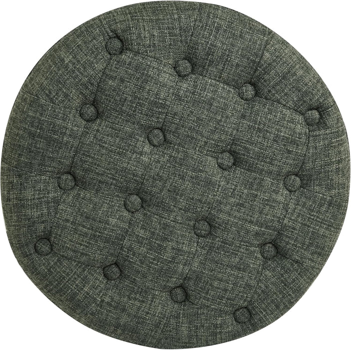 Home Decor | Upholstered round Tufted Foot Rest Ottoman | Ottoman with Storage for Living Room & Bedroom | Decorative Home Furniture, Green Clover Fabric