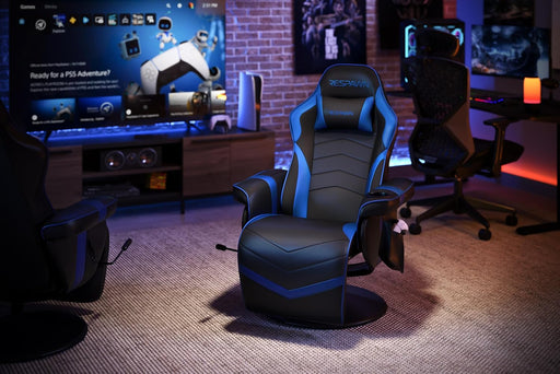 900 Gaming Recliner - Video Games Console Recliner Chair, Computer Recliner, Adjustable Leg Rest and Recline, Recliner with Cupholder, Reclining Gaming Chair with Footrest - Blue