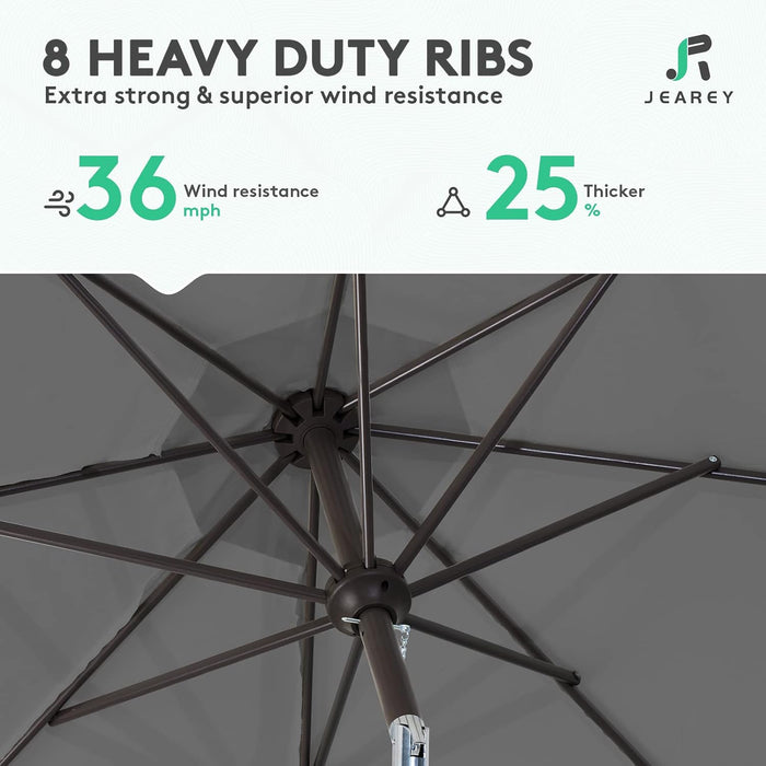 9FT Outdoor Patio Umbrella, Market Umbrella, Dark Gray